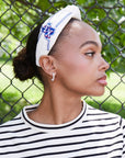 LELE SADOUGHI Ivory Texas Rangers Embroidered Knotted Headband