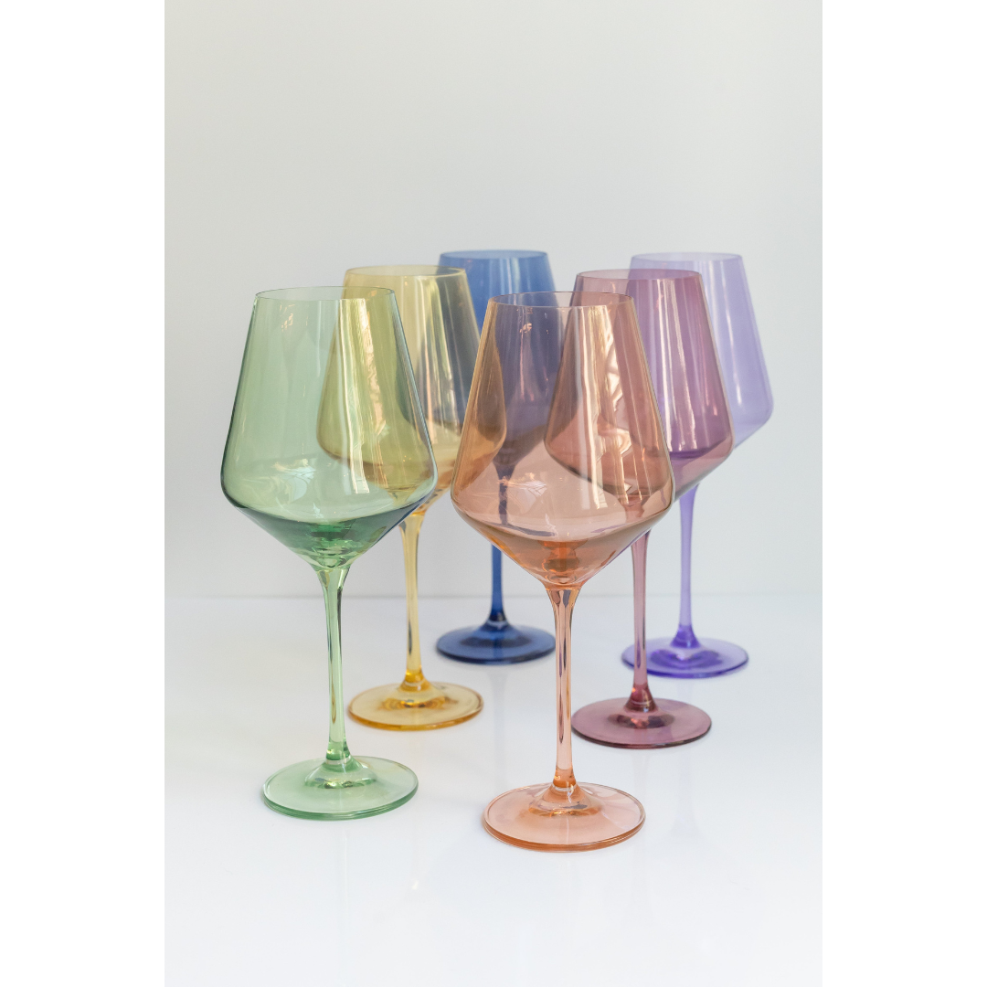 Estelle Colored Glass Estelle Stemless Wine Glass, Set of 6 - Mint Green