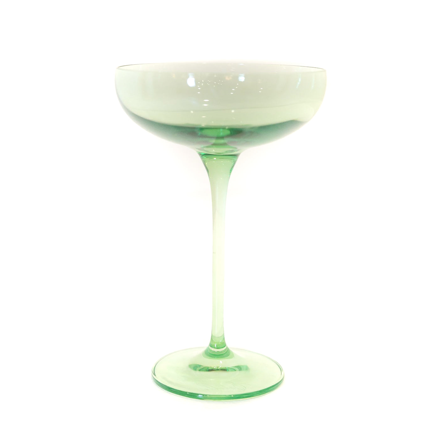 Estelle Colored Glass - Champagne Coupe Stemware - Set of 2 Mint Green