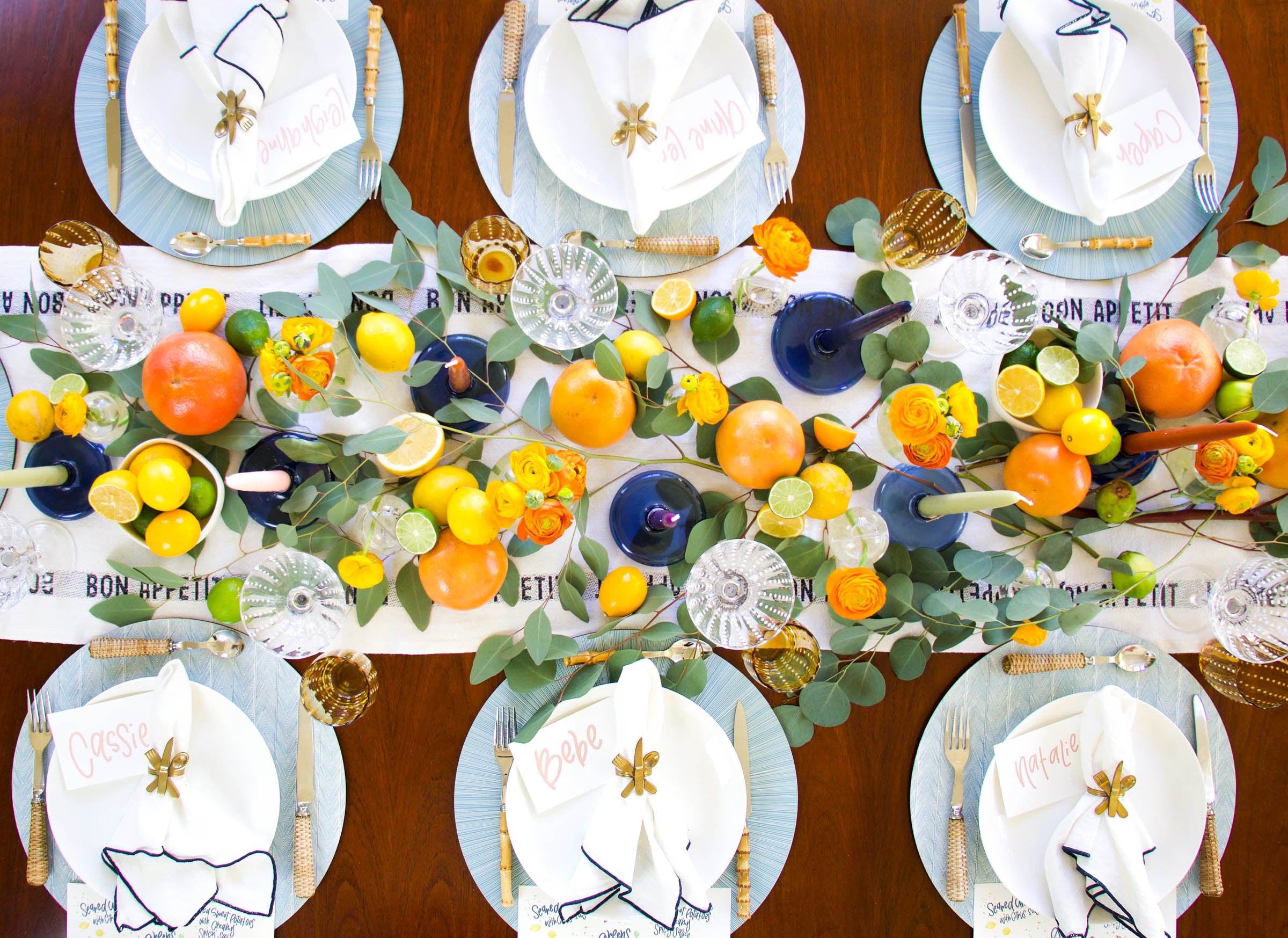 A Winter Citrus Inspired Supper Club Tablescape with Serena Wolf