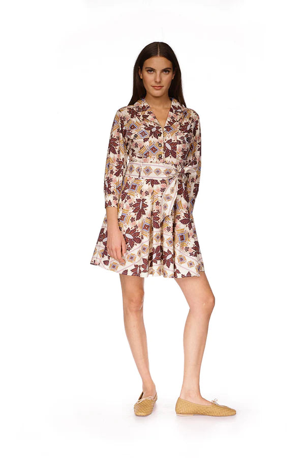 Leona Dress, Retro Floral Turtledove