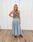 MASON'S DAUGHTER Emma Skirt, Light Wash Chambray