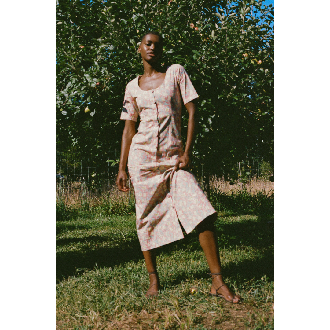 Mod Midi Dress in Coral Bougainvillea – Only on The Avenue