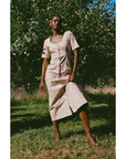 Mod Midi Dress in Coral Bougainvillea