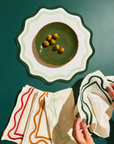 MISETTE Colorblock Embroidered Linen Placemats in Dark Green/Sage (Set of 4)