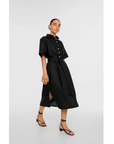 DAL THE LABEL Linen Midi Shirtdress, Black