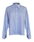 MASON'S DAUGHTER the French Cuff Boyfriend Shirt, Blue & White Striped Poplin