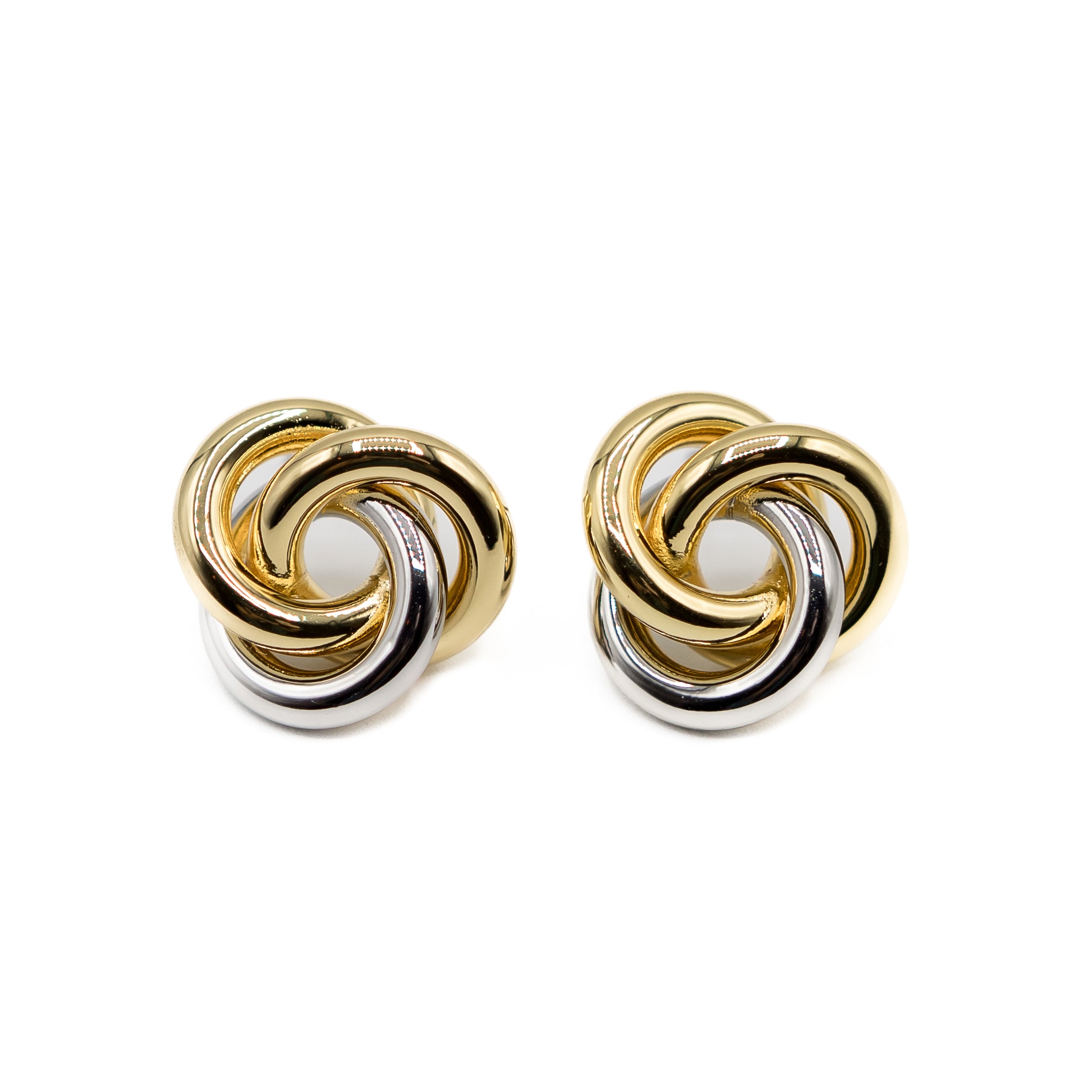 Knot Studs, Silver and Gold