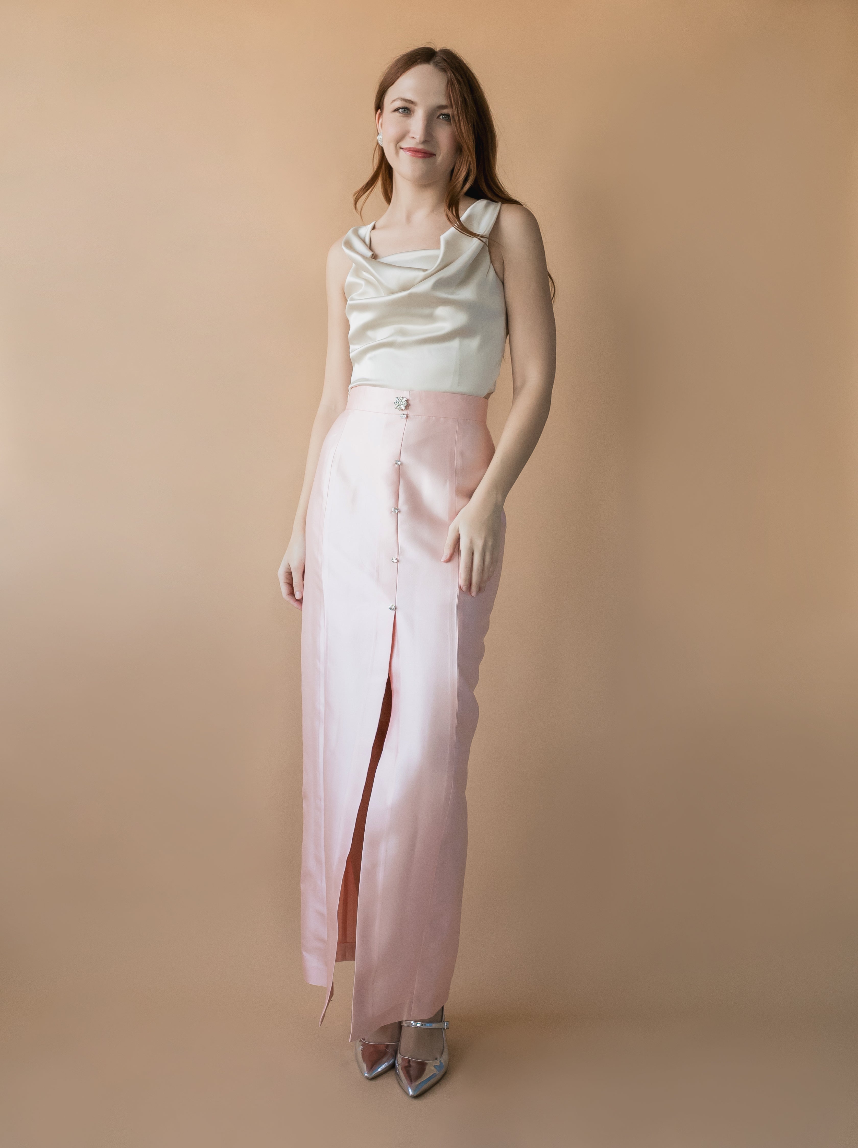 MASON by MASON&#39;S DAUGHTER Leighton Skirt, Blush Silk Wool