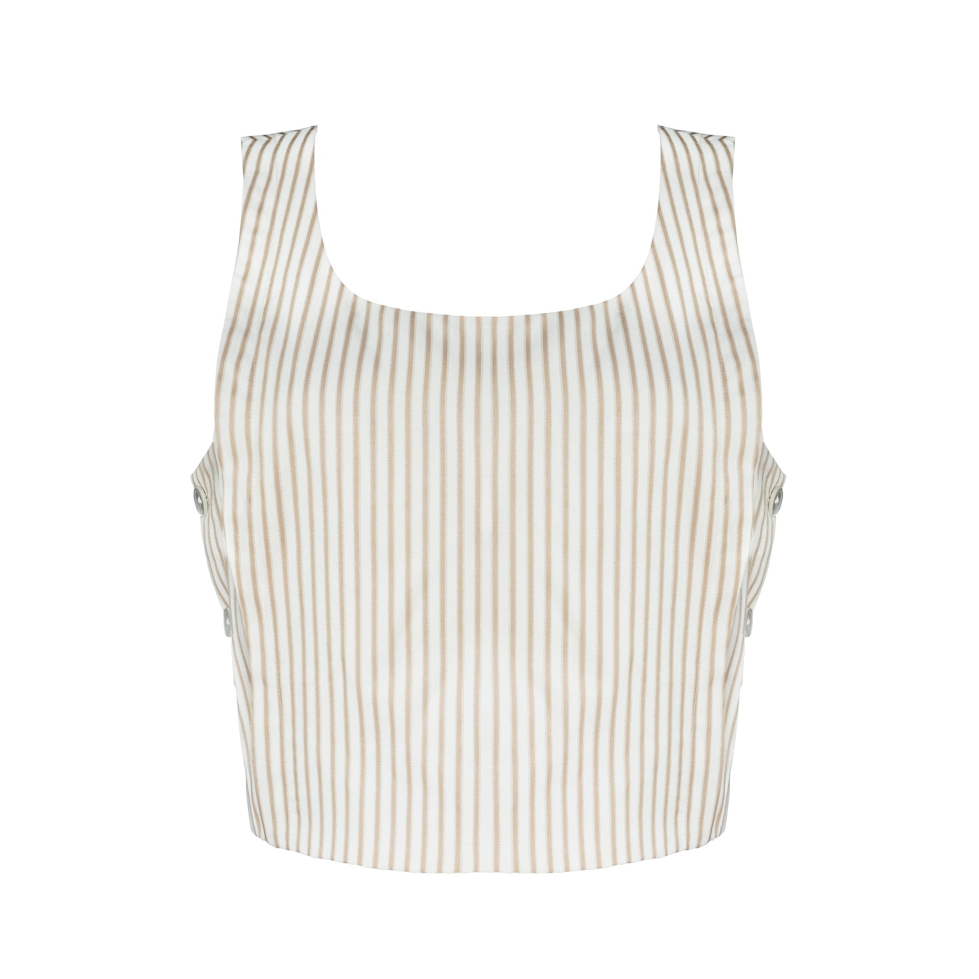 MASON&#39;S DAUGHTER | Sophia Top, Brown &amp; Ivory Dobby Striped