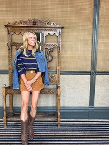 MASON'S DAUGHTER | Danielle Sweater, Navy &amp; Olive Striped Knit