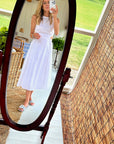 Sleeveless Cutout Midi Dress, White