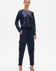 Jiza Top, Blue Dotted Sequins