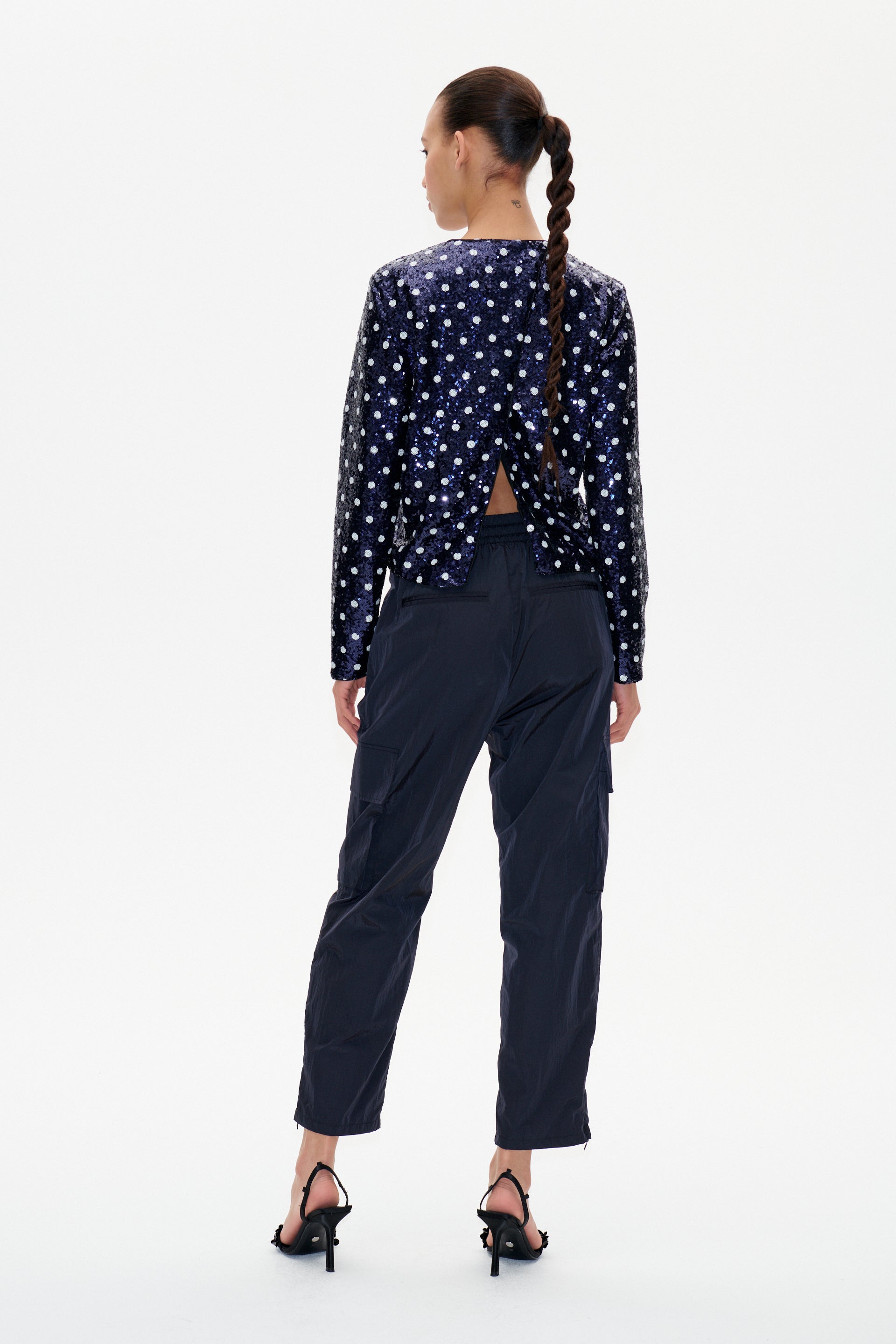 Jiza Top, Blue Dotted Sequins
