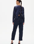 Jiza Top, Blue Dotted Sequins