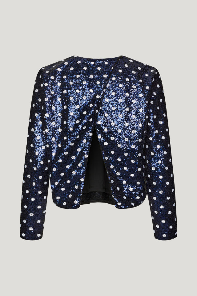 Jiza Top, Blue Dotted Sequins