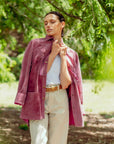 PATA LIFESTYLE Beth Pink Suede Hunter Jacket