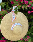 SARAH BRAY BERMUDA Geranium Sun Hat - Long & Thin Olive Grosgrain Ribbon