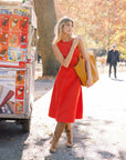 MASON'S DAUGHTER Mia Midi Dress, Red Cotton Twill