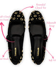 LARROUDE Blair Ballet Flat In Black Velvet and Gold Studs