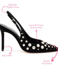 LARROUDE Kaitlan Studs Pump In Black Suede