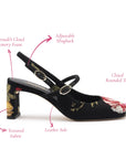 LARROUDE x Markarian Pump In Black Wool and Floral Embroidery