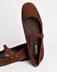 LARROUDÉ Blair Ballet Flat In Brown Suede