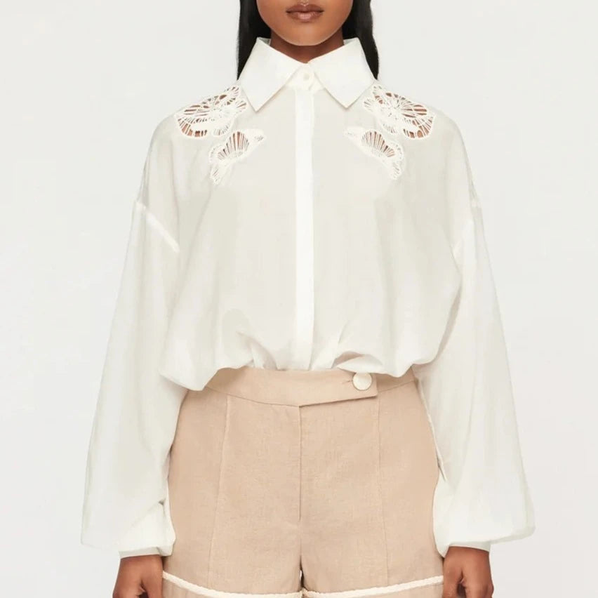 Ainsley Embroidered Shirt, Off White