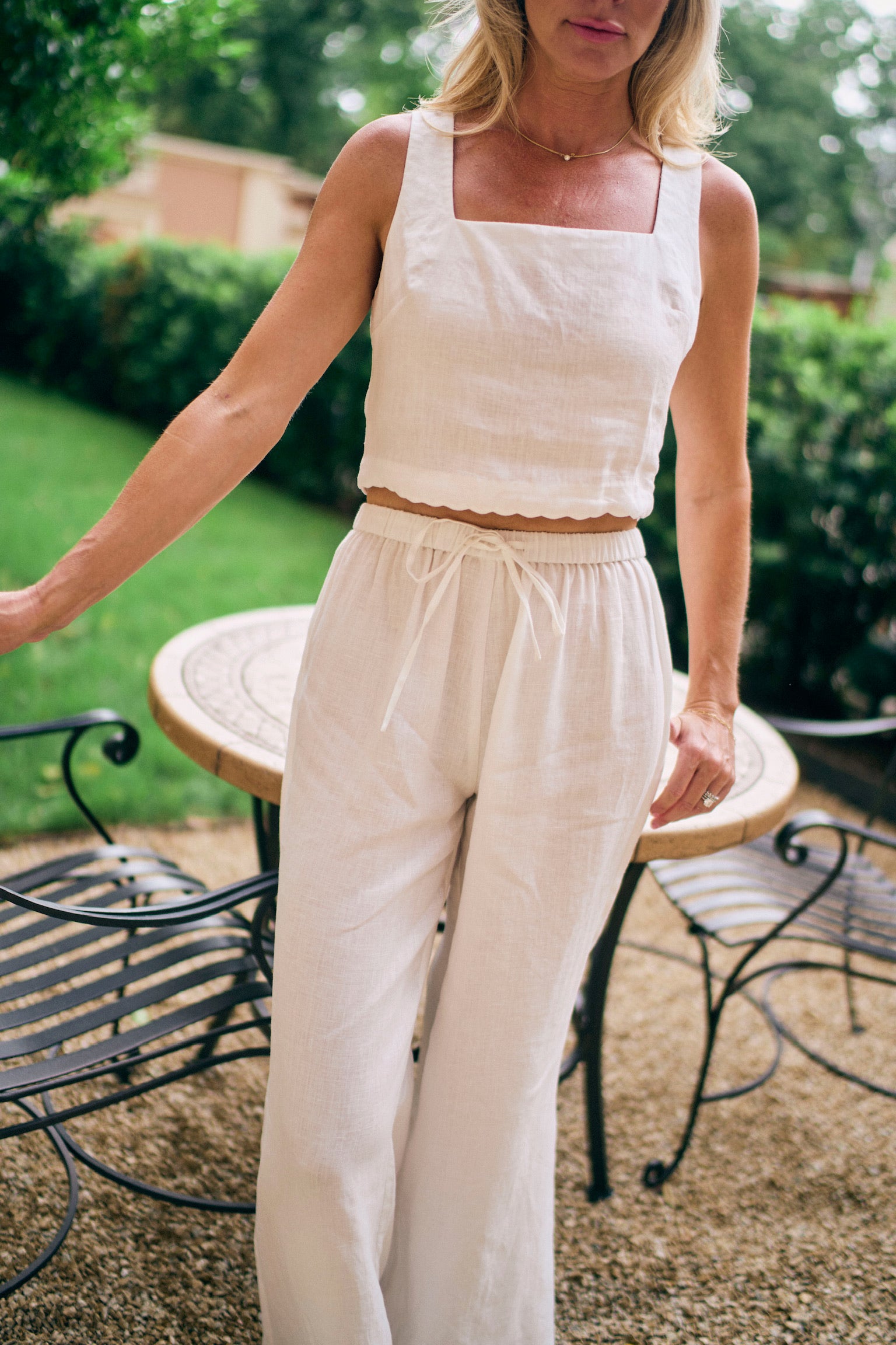 MASON'S DAUGHTER | Ella Scallop Pant, White Linen