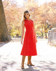 MASON'S DAUGHTER Mia Midi Dress, Red Cotton Twill