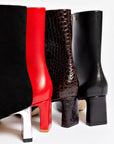 LARROUDÉ Alexis Bootie In Dark Croco Embroided Leather