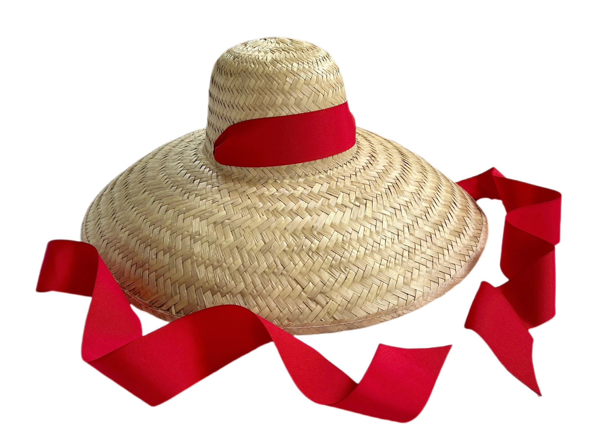 SARAH BRAY BERMUDA Geranium Sun Hat - Long Red Grosgrain Ribbon