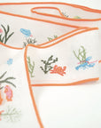 SARAH BRAY BERMUDA Fanm Mon x SBB - Sea Creatures embroidered on white linen