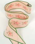 SARAH BRAY BERMUDA Fanm Mon x SBB hat ribbon - Hibiscus embroidered on peach linen