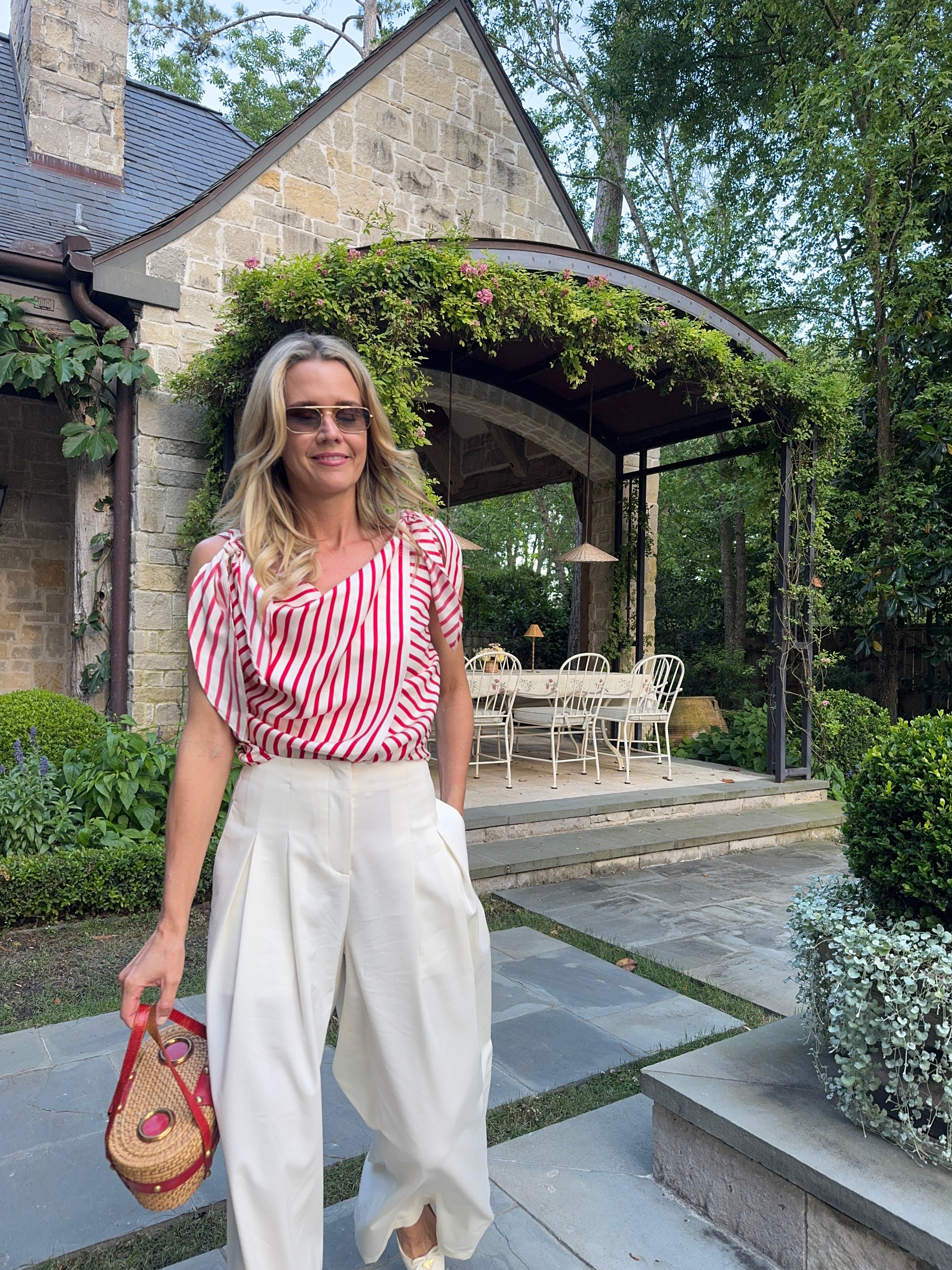 MASON'S DAUGHTER | Lily Scarf Top, Red & White Silk Twill