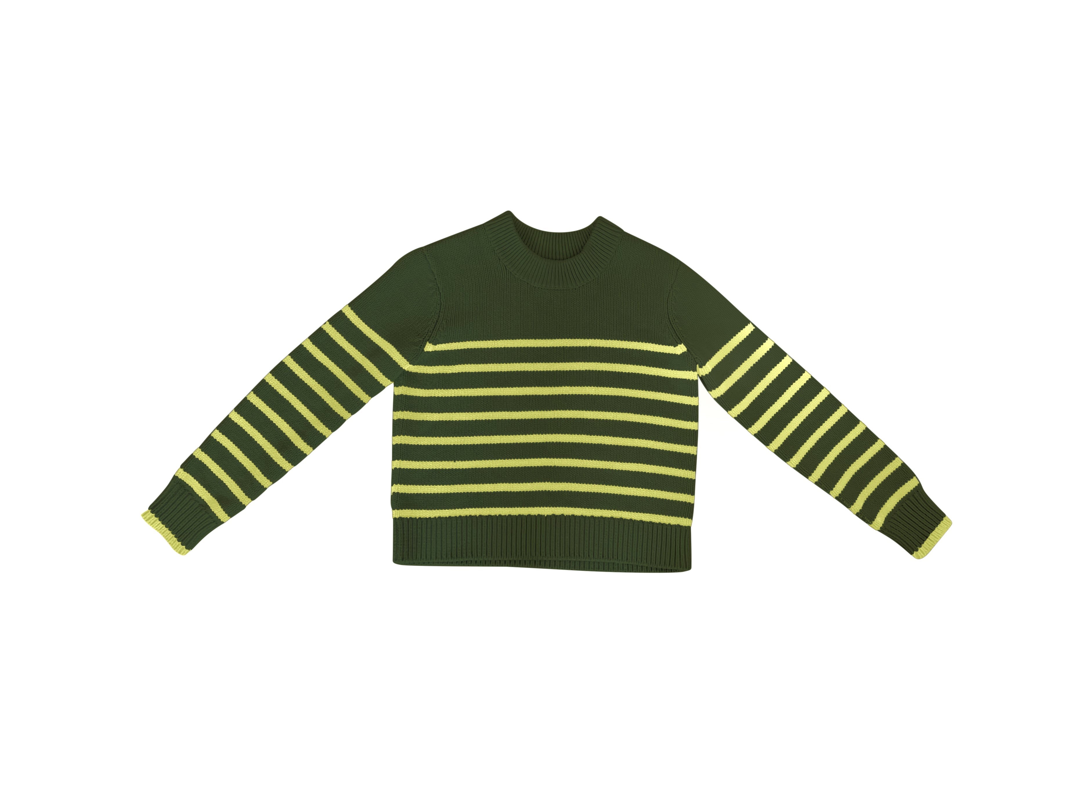 TUTTO Olive Chartreuse Stripe Sweater