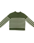 TUTTO Olive White Stripe Sweater