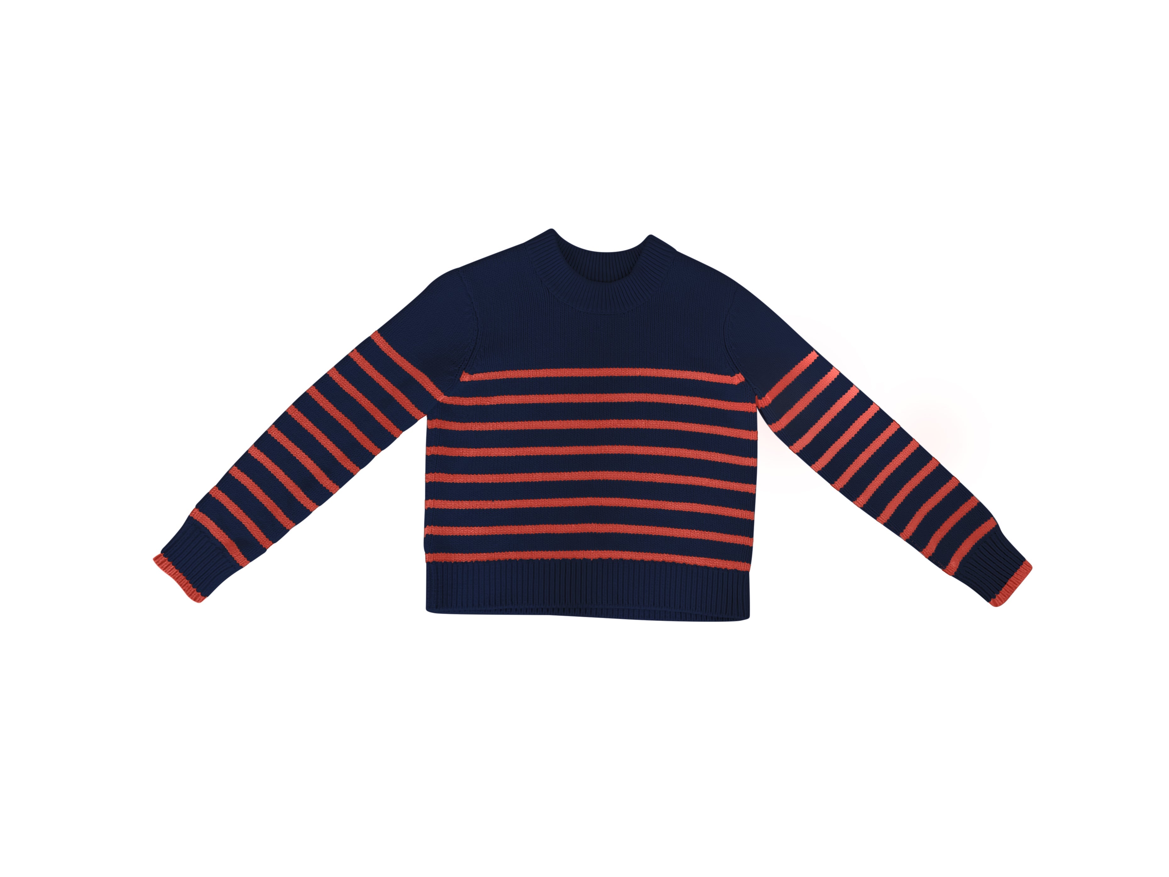 TUTTO Navy Coral Stripe Sweater