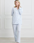 KIP Luxe Stretch Cotton Pajama Set in Mist Blue
