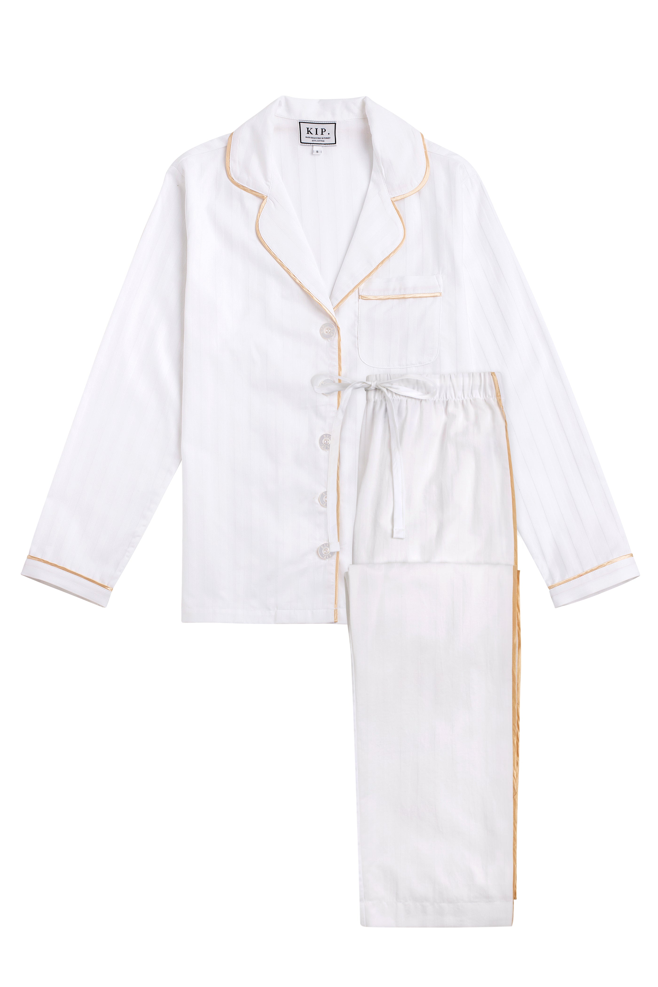 KIP Premium Cotton Pajama Set in Lily White