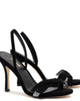 Larroudé x Markarian Sandal In Black Suede and Crystals