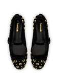 LARROUDE Blair Ballet Flat In Black Velvet and Gold Studs