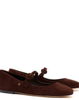 LARROUDÉ Blair Ballet Flat In Brown Suede