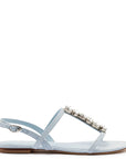 LARROUDE Calypso Flat Sandal In Maya Denim and Crystals