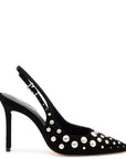 LARROUDE Kaitlan Studs Pump In Black Suede