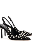 LARROUDE Kaitlan Studs Pump In Black Suede