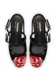 LARROUDE x Markarian Pump In Black Wool and Floral Embroidery