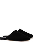 LARROUDÉ Venice Flat Mule and Pouch Kit In Black Suede