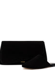 LARROUDÉ Venice Flat Mule and Pouch Kit In Black Suede