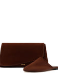 LARROUDE Venice Flat Mule and Pouch Kit In Brown Suede